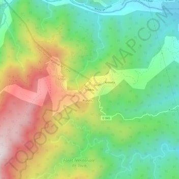Topografische Karte Tribbiu, Höhe, Relief