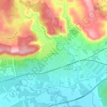 Topografische Karte Le Colombier, Höhe, Relief