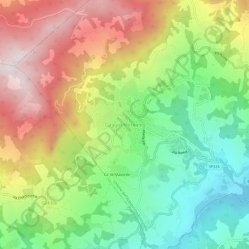 Topografische Karte Gaggio Montano, Höhe, Relief