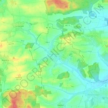 Topografische Karte Tegernbach, Höhe, Relief