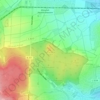 Topografische Karte Firnskuppe, Höhe, Relief