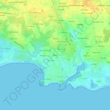 Topografische Karte Lanvar, Höhe, Relief