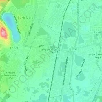 Topografische Karte Kampung Pengkalan Gate, Höhe, Relief
