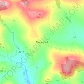 Topografische Karte Monaseed, Höhe, Relief