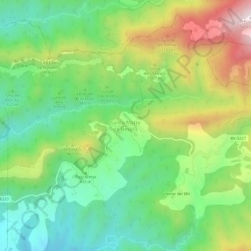 Topografische Karte Santa Maria de Besora, Höhe, Relief