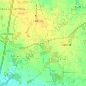 Topografische Karte Schneiderkrug, Höhe, Relief