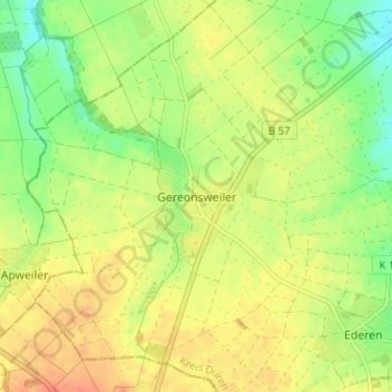 Topografische Karte Gereonsweiler, Höhe, Relief