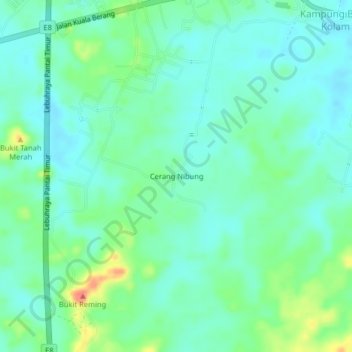Topografische Karte Cerang Nibung, Höhe, Relief