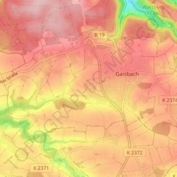 Topografische Karte Unterhof, Höhe, Relief