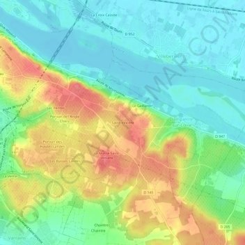 Topografische Karte Saint-Vincent, Höhe, Relief