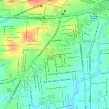 Topografische Karte Parque da Liberdade, Höhe, Relief