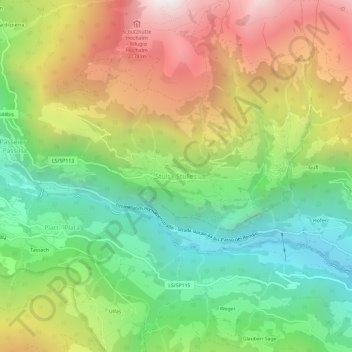 Topografische Karte Stuls, Höhe, Relief