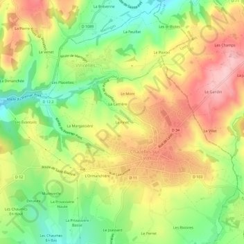 Topografische Karte Le Finet, Höhe, Relief