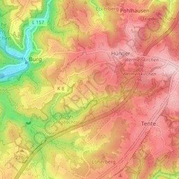 Topografische Karte Oberwinkelhausen, Höhe, Relief