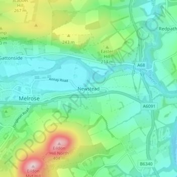 Topografische Karte Newstead, Höhe, Relief