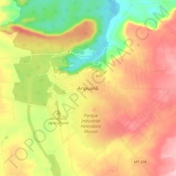 Topografische Karte Aripuanã, Höhe, Relief
