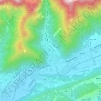 Topografische Karte Tovena, Höhe, Relief