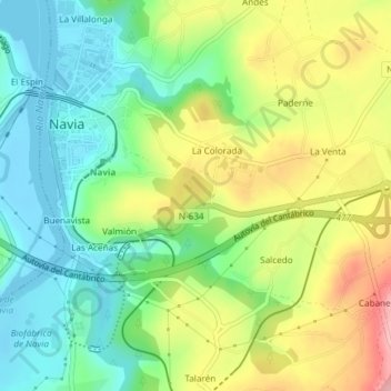 Topografische Karte San Miguel, Höhe, Relief