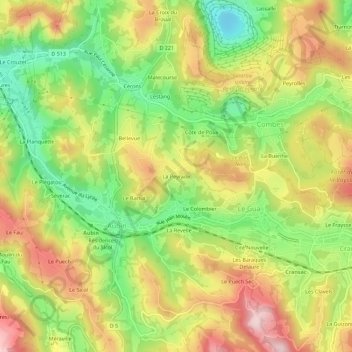Topografische Karte La Peyrade, Höhe, Relief