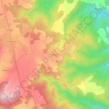 Topografische Karte Champvert, Höhe, Relief