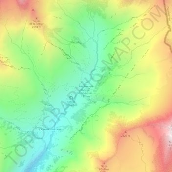 Topografische Karte Les Mottets, Höhe, Relief