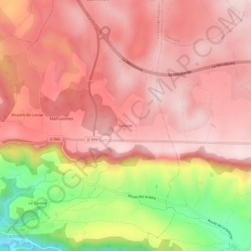 Topografische Karte Gineste, Höhe, Relief
