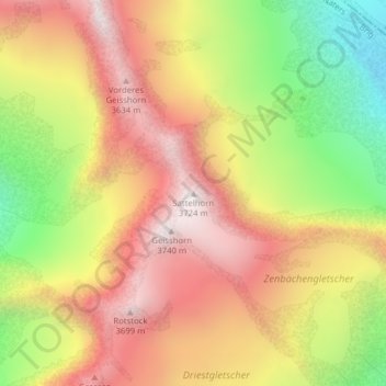 Topografische Karte Sattelhorn, Höhe, Relief