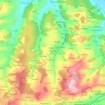 Topografische Karte Hesshaus, Höhe, Relief
