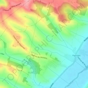 Topografische Karte Tocon, Höhe, Relief