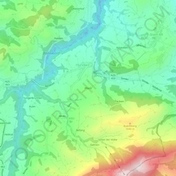 Topografische Karte Pfand, Höhe, Relief