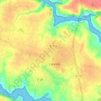 Topografische Karte Croix Rouge, Höhe, Relief