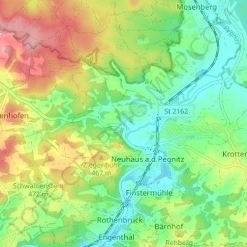 Topografische Karte Ziegelhütte, Höhe, Relief