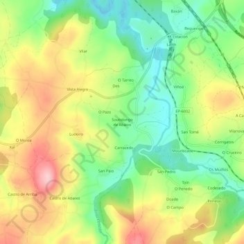 Topografische Karte Soutolongo de Abaixo, Höhe, Relief