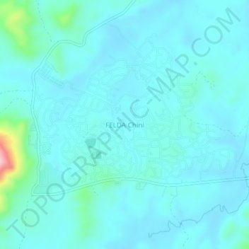 Topografische Karte FELDA Chini, Höhe, Relief