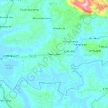 Topografische Karte Vengara, Höhe, Relief