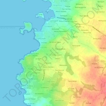 Topografische Karte Spernoc, Höhe, Relief