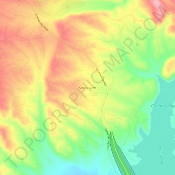 Topografische Karte Cochiti Lake, Höhe, Relief