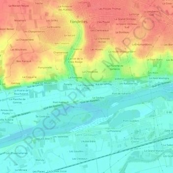 Topografische Karte La Chevalette-Sud, Höhe, Relief