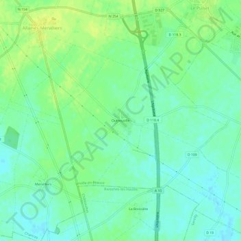 Topografische Karte Outrouville, Höhe, Relief