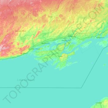 Topografische Karte Prince Edward, Höhe, Relief