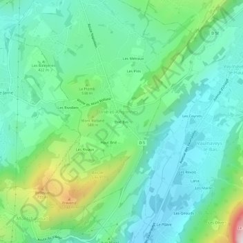 Topografische Karte Brié Bas, Höhe, Relief