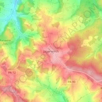 Topografische Karte Jägerwirth, Höhe, Relief