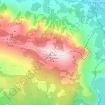 Topografische Karte Monte Bulgheria, Höhe, Relief