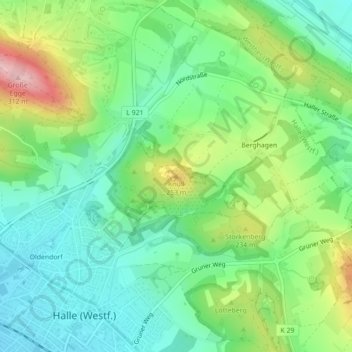 Topografische Karte Knüll, Höhe, Relief