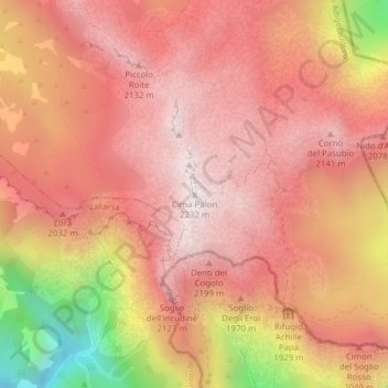 Topografische Karte Cima Palon, Höhe, Relief