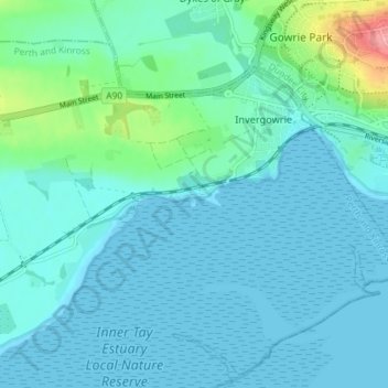 Topografische Karte Kingoodie, Höhe, Relief