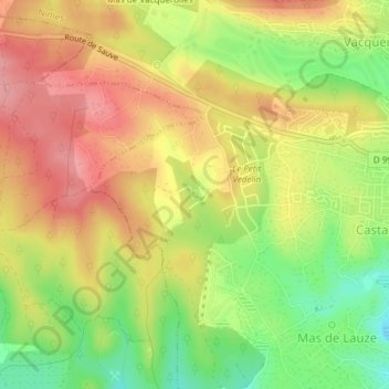 Topografische Karte Source du Puits de Cabanis, Höhe, Relief