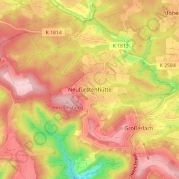 Topografische Karte Neufürstenhütte, Höhe, Relief