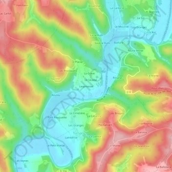 Topografische Karte Lespinasse, Höhe, Relief