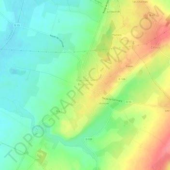 Topografische Karte Les Bourdelins, Höhe, Relief